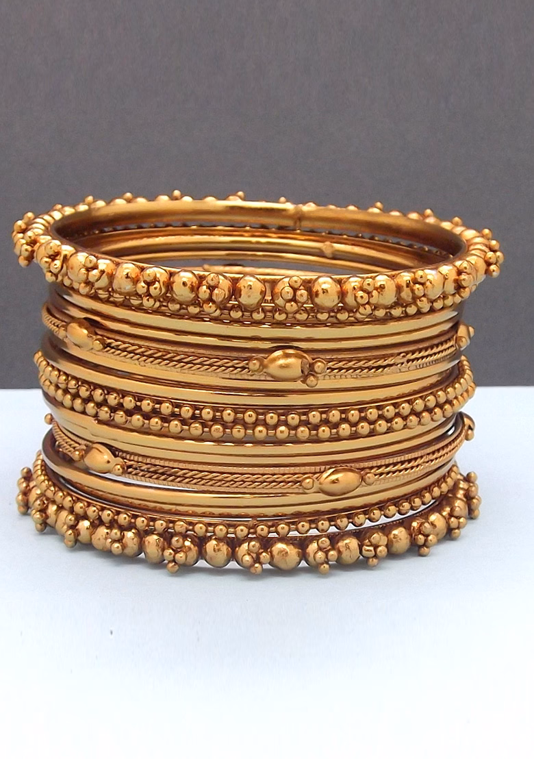 Golden Glass Bangles Set